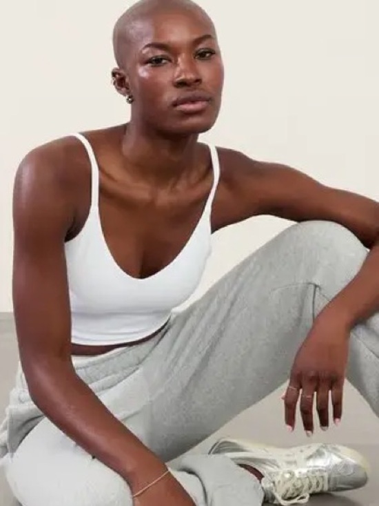 Athleta Other - Athleta Elation V Neck Long Line Sports Bra Cup A-C white